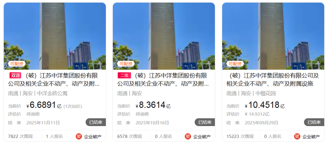 江苏中洋集团破产拍卖尘埃落定