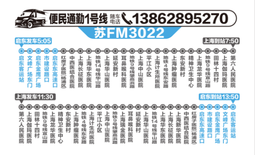 今天起，启东至上海便民通勤班线调整！