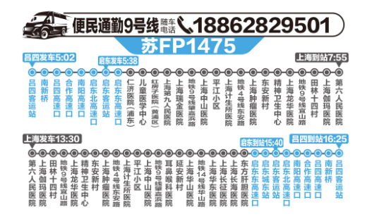今天起，启东至上海便民通勤班线调整！