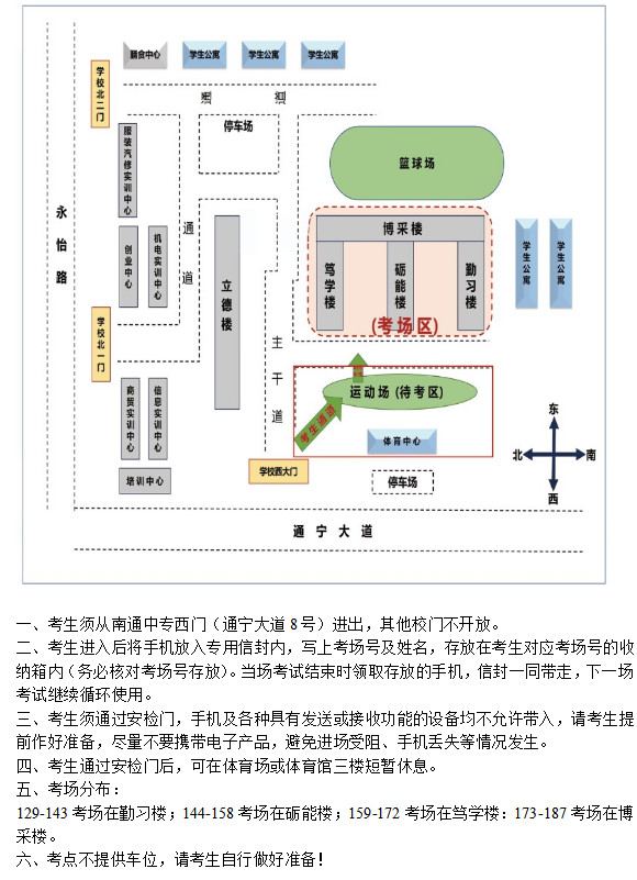 2026年全国硕士研究生招生考试南通市考点考场信息