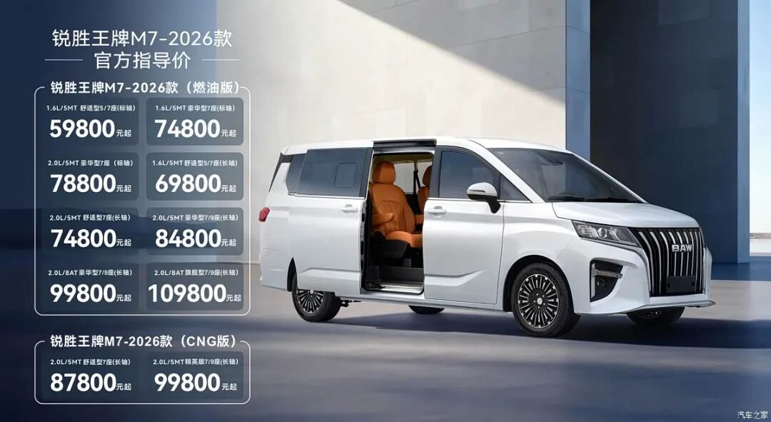 5.98万起，两种动力可选，垂瀑式的中网，还是侧滑门！