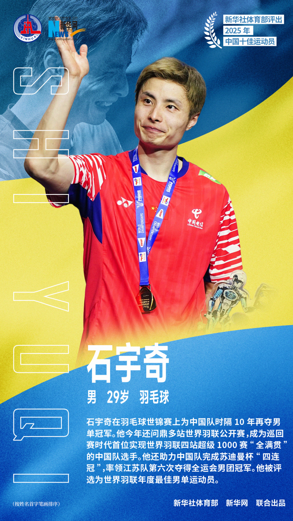 南通籍世界冠军石宇奇亮相央视！